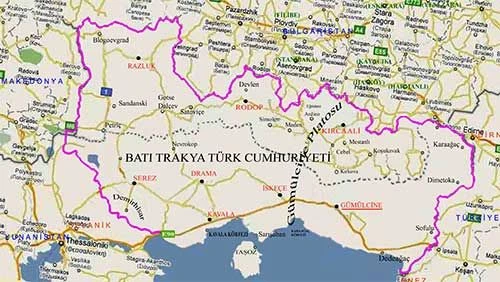 Batı Trakya Türk Cumhuriyeti sınırları